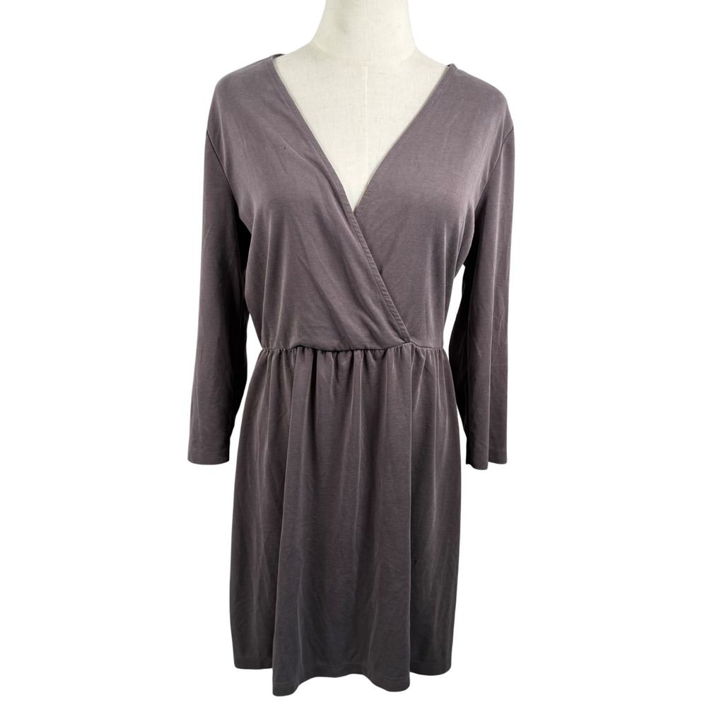 Kimchi Blue Women Large Dress Mauve Surplice Wrap V-Neck Long Sleeve Boho Indie